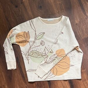 Staccato Beige Sweater with Floral Design